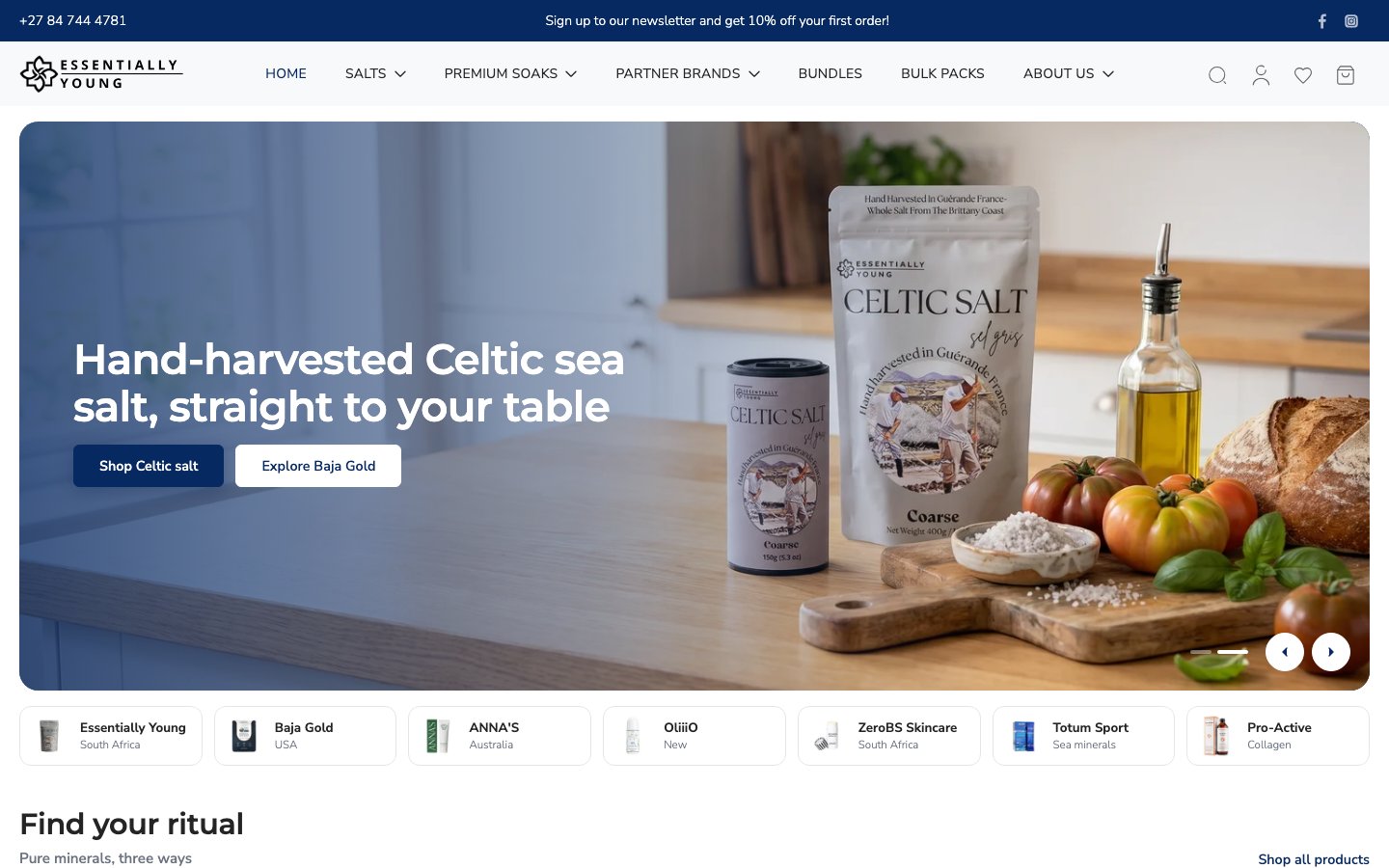 Essentially Young website homepage