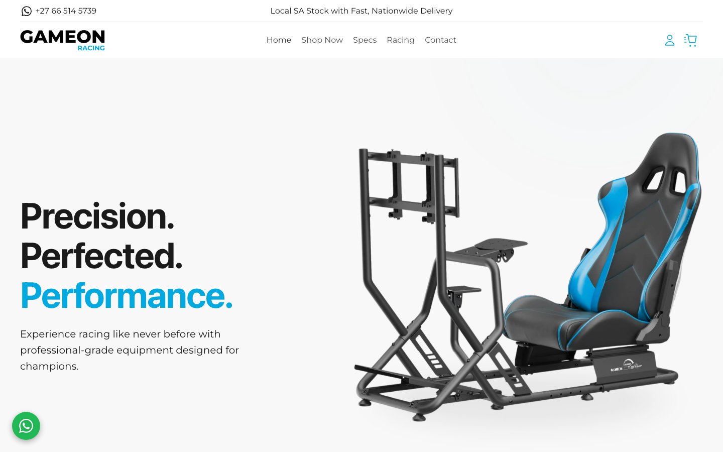 GameOn Racing website homepage
